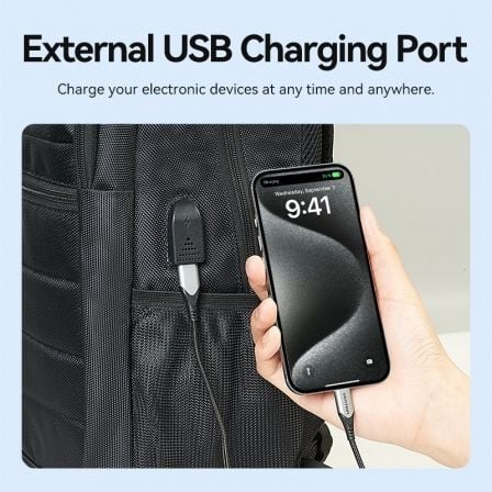 Vention Mochila KRKB0 para Portátiles hasta 17" Impermeable con Puerto USB Antirrobo Negra